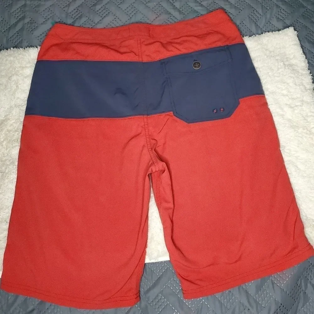 NÜCO RED AND BLUE COLORBLOCK SWIM TRUNK